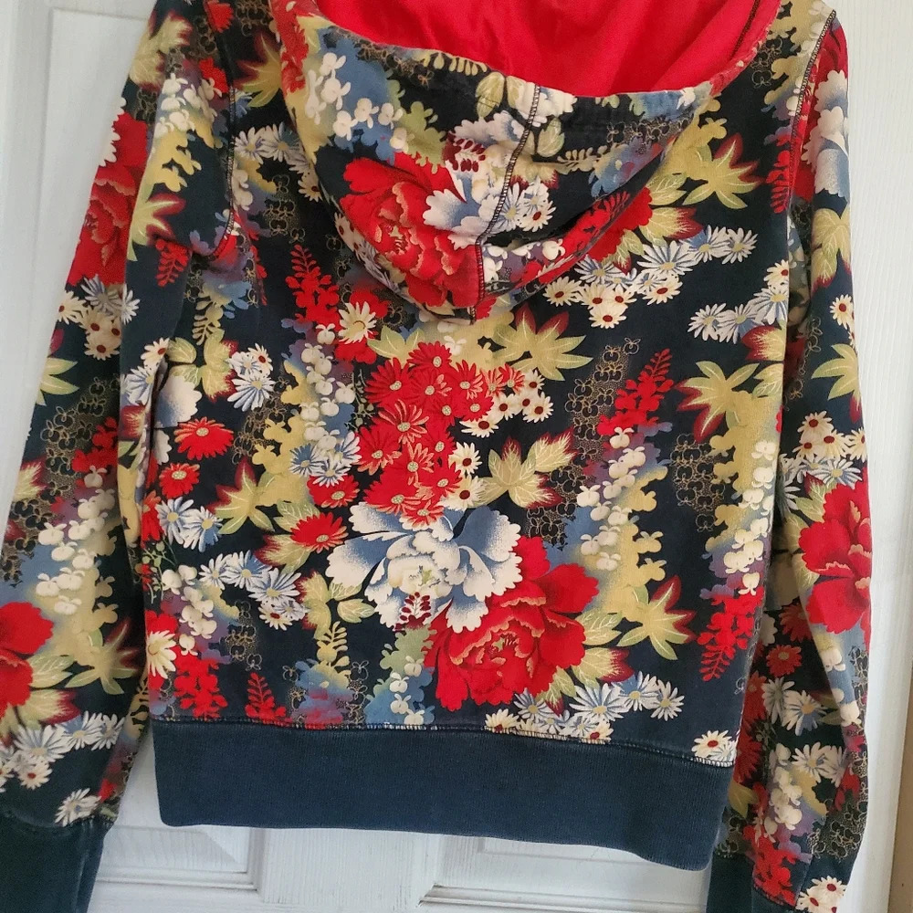 Lucky Brand Y2K All over floral print boho zip up hoodie, size xs - Picture 6 of 6